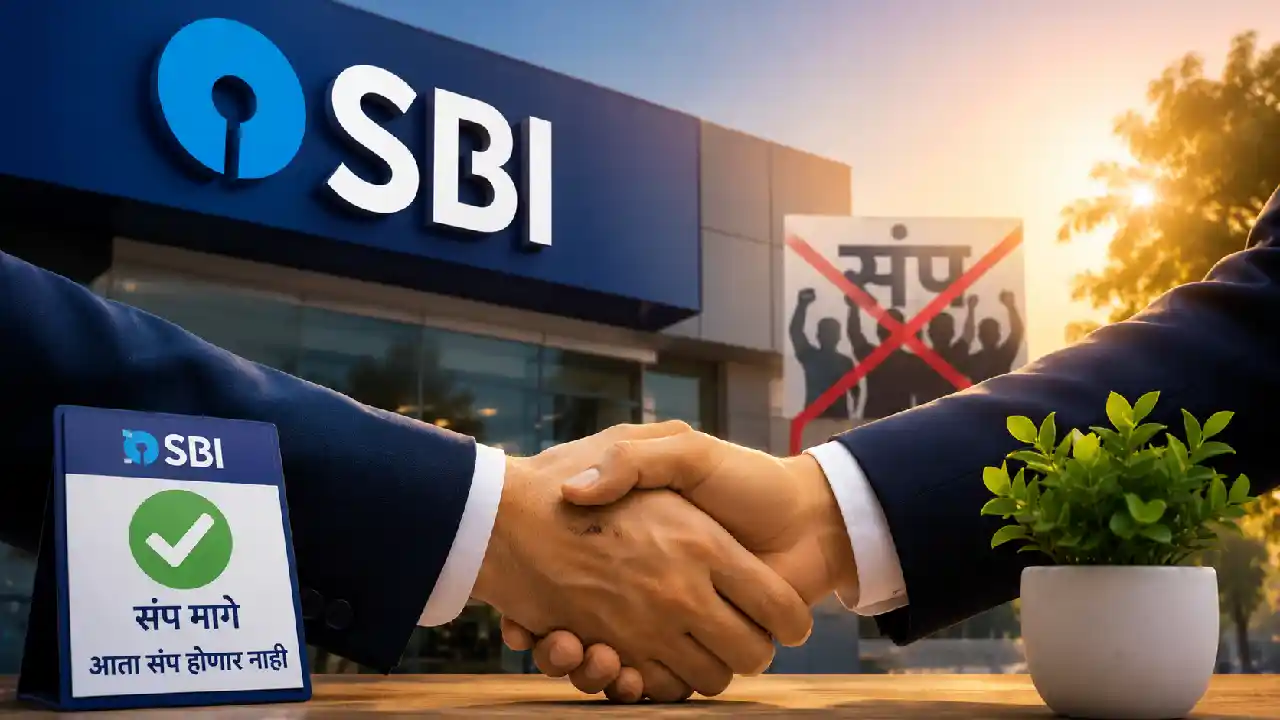 SBI संप स्थगित मे २०२६ — २५ व २६ मे रोजी सर्व SBI शाखा नेहमीप्रमाणे सुरू राहणार